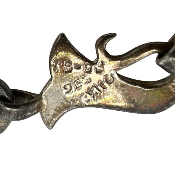 Vtg Taxco Mexican 925 Silver Crushed Turquoise Inlay Section Bracelet 7.5" SW - Picture 10 of 10